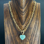 Gemstone heart "wrap and toggle" necklace - Gold