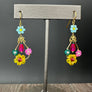 Tiny bouquet of flowers earrings - gold