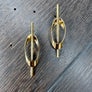 Sculptural 3d bar and oval Earring - gold