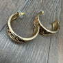 Wide faux snakeskin hoop earrings - gold
