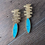 Turquoise with zigzag post earrings - gold