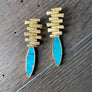Turquoise with zigzag post earrings - gold