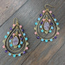 Beaded Front Facing Hoop with Druzy Drop insert- Gold Tone
