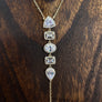Geometric, pavé trimmed cz Y necklace - sterling silver, gold vermeil