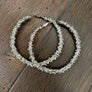 Crinkled metal large hoop earring - silver, gold