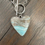 Blue Aragonite “summer memories” heart toggle necklace - silver