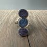 Three stone coated druzy ring - silver