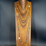 Long beaded necklace with multi gemstone accents - gold