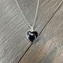 Cushioned onyx heart layering necklace -sterling silver