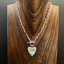 Blue Aragonite “summer memories” heart toggle necklace - silver