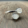 Double moonstone wrap ring - sterling silver