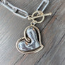 Puff heart outline necklace - silver and gold