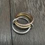 Mixed metal cz stacked band ring - rose and yellow gold vermeil, sterling silver