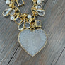 Sparkly Druzy heart charm style necklace - gold