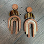 Wood and acetate "focused flow' earring - gold