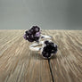 Double druzy heart ring - silver