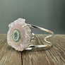 Amethyst crystal flower cuff bracelet - Silver