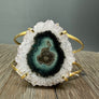 Crystal Flower cuff bracelet - Gold Tone
