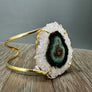 Crystal Flower cuff bracelet - Gold Tone