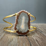 Crystal Flower cuff bracelet - Gold Tone