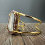 Crystal Flower cuff bracelet - Gold Tone