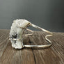 Ombré druzy crescent Moon Cuff - silver tone