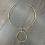Sculptural Choker Style Necklace - brushed gold