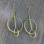Sculptural 3D Dangle Earring - brushed gold