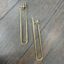 Long bar wrapped dangle earring - gold