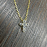 Tiny CZ cross necklace - sterling silver