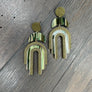 Wood and acetate "focused flow' earring - gold