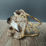 Smoky quartz cuff - gold tone