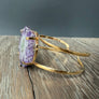 Amethyst crystal flower cuff bracelet -gold tone