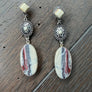 Ivory stud with jasper earring - silver