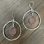 Beaded Front Facing hoops With Druzy Accent - Silver