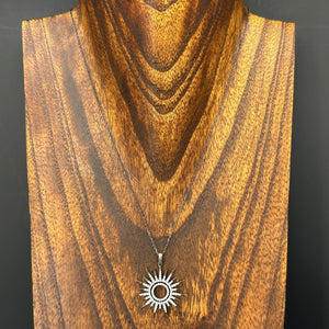 Pavé cz sun rays necklace - gunmetal