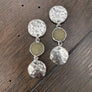 Hammered coin and druzy drop earrings - silver