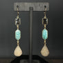 Smoky quartz, turquoise, druzy earring - gold