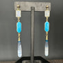 Rainbow moonstone, turquoise and agate earring - gold
