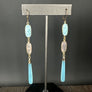 Larimar, rose quartz, chalcedony earring - gold tone