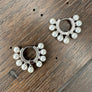 Small faux pearl trimmed huggie - silver, gold