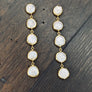 Freshwater pearl bezel set earring - brass