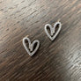 Stylized heart pave stud earrings - gold, silver