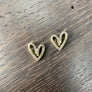 Stylized heart pave stud earrings - gold, silver
