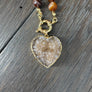 Chocolate agate gemstone necklace with druzy - gold - Renee Piatt Collection