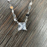Dainty layering Necklace with square CZ Pendant - sterling silver - Renee Piatt Collection