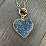Druzy heart “wrap & toggle” necklace - silver, gold tone - Renee Piatt Collection