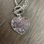Druzy heart “wrap & toggle” necklace - silver, gold tone - Renee Piatt Collection