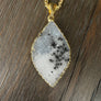 Druzy leaf on gold tone wheat chain - gold - Renee Piatt Collection