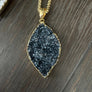 Druzy leaf on gold tone wheat chain - gold - Renee Piatt Collection